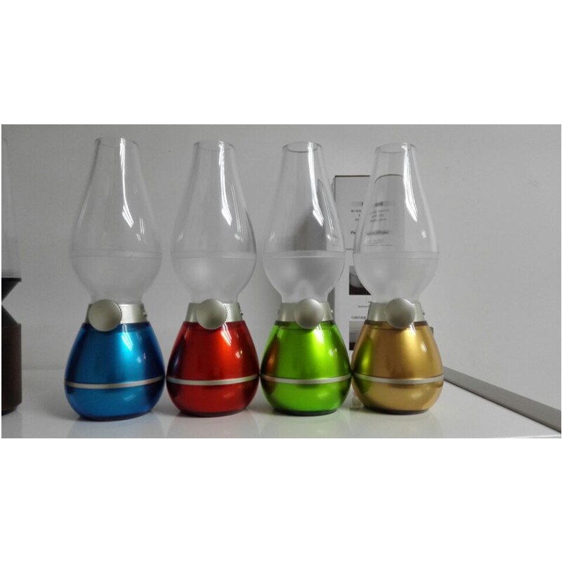 Hzfcew ledet blåsekontroll retro nattlys parafinlampe usb ladebordslampe dimming bærbare lanterner hestelampe