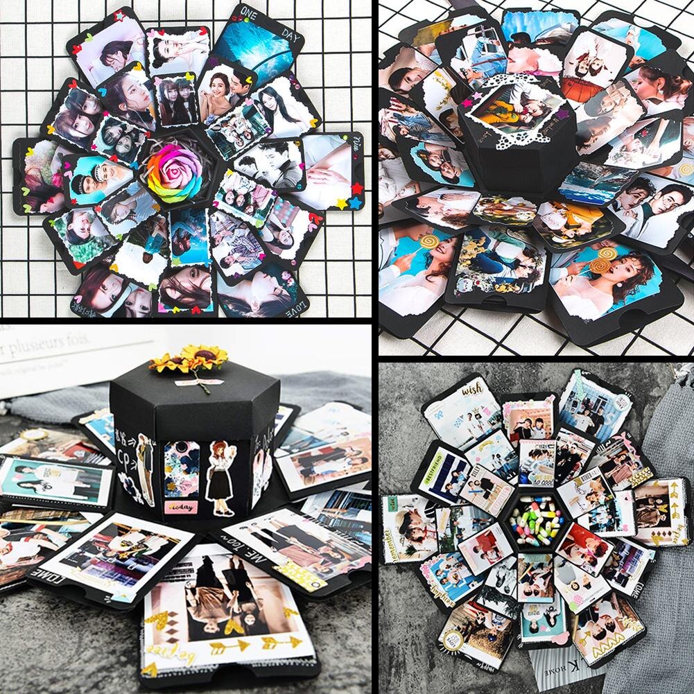 Hexagon 5-layer 6-sided Explosion Box Innovative Box DIY Photo Album Box Photograph Props