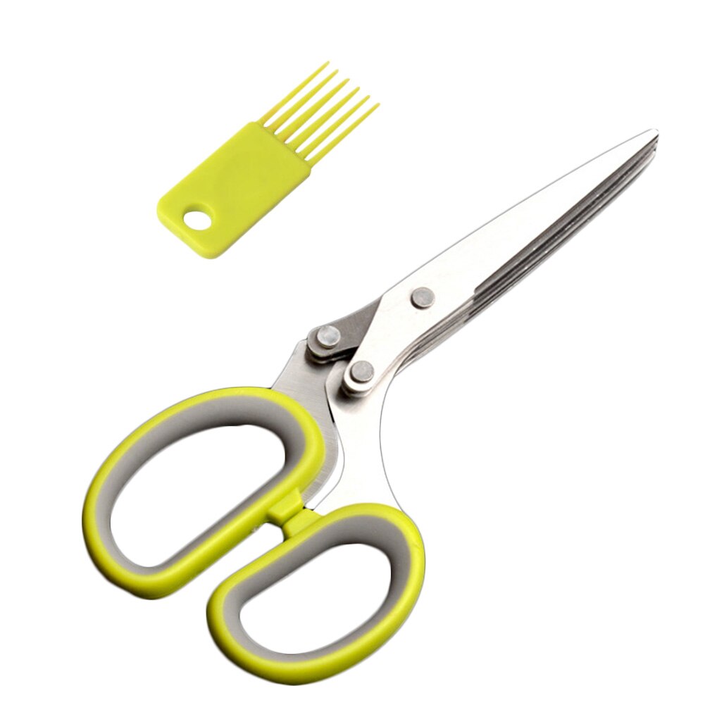 5-Blades Super Sharp Stainless Steel Kitchen Knife Useful Shredded Scissors Kitchen Herb Scissors TOB