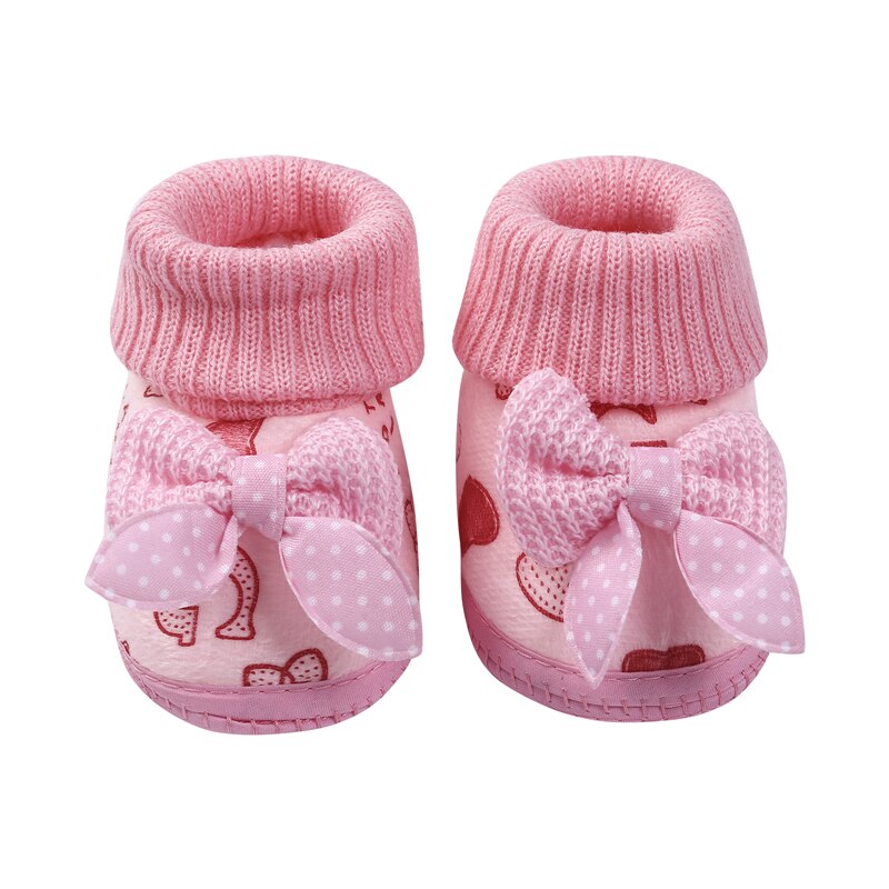 Nette Baby Schuhe Baby Jungen Mädchen Winter Warme Bogen Nicht-rutsch Erste Wanderer Nette lässig Baby Stiefel 0-11M