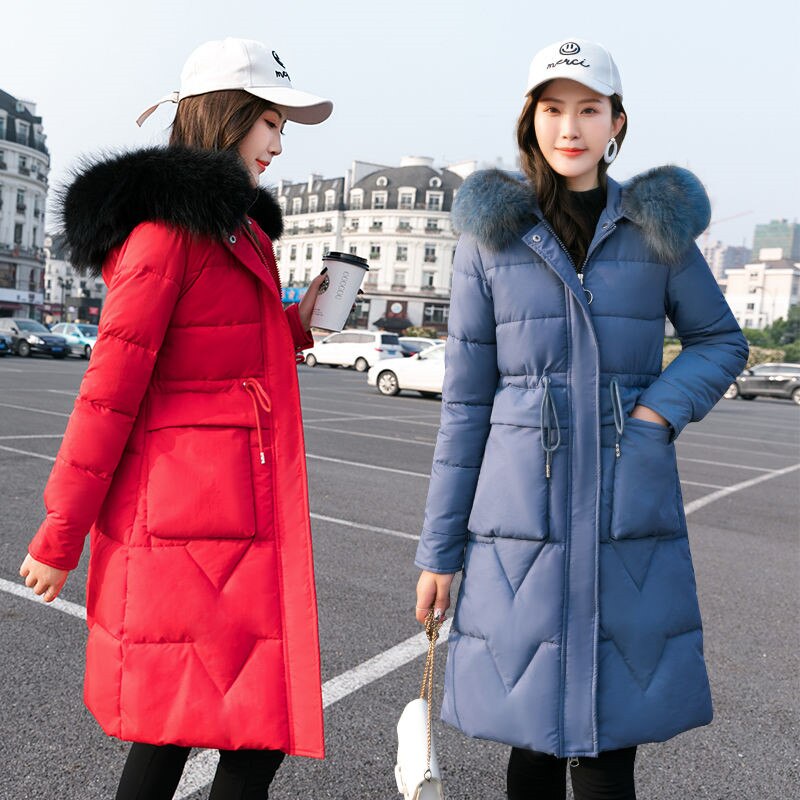 Winterjas voor dames met bontkraag, capuchon, lange jas, katoenen gewatteerde jassen, damesjas, warme bovenkleding, manteau femme hiver  p826