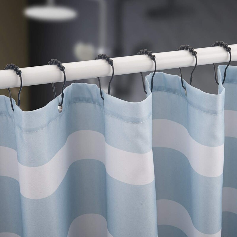 Shower Curtain Hooks Rings Metal Shower Curtain Hooks Rings for Bathroom Shower Rods Curtains Set of 12 Black