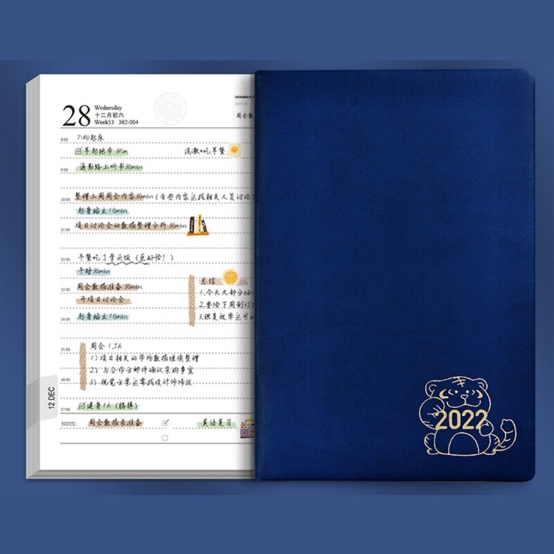 T8DB 2022 Daily Planner Appointment Diary with Hourly Timetable Ribbon Bookmark
