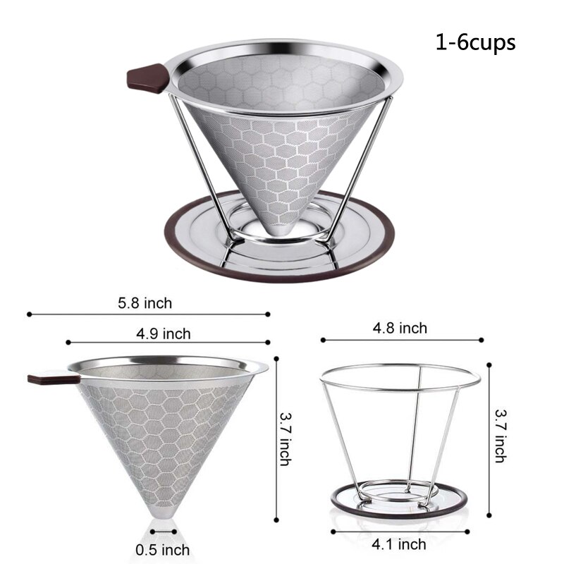 Pour Over Coffee Dripper Stainless Steel Coffee Filter Removable Dripper With Stand Reusable Cone Dripper Coffee Dolce Gusto: A 1-6cup
