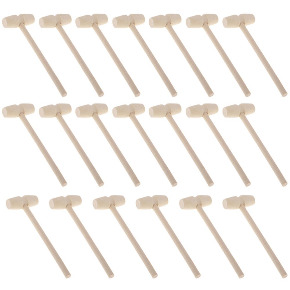 20pcs Solid Wood Mini Hammers Hitting Hammer Toys Educational Toy (Oval)