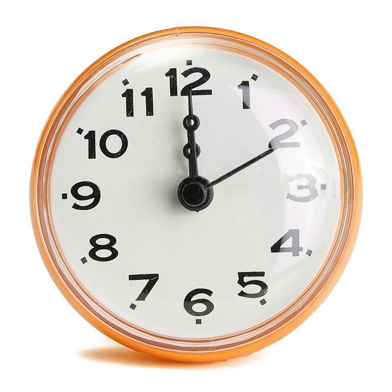 2.75 Inch Waterdichte Keuken Badkamer Bad Douche Spiegel Klok Zuig Sucker Muur Kleur: Oranje