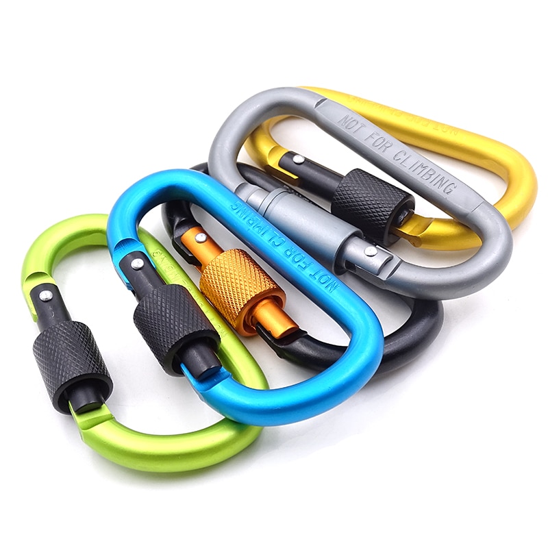 Karabijnhaak clip aluminium karabijnhaak multitool survival klimmen karabijnhaak sleutelhanger sleutel d-vorm schroefslot fleshaak hangend