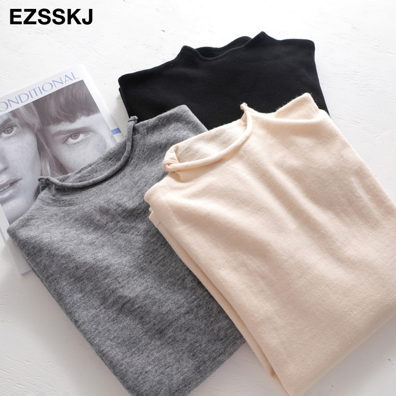 Høst vår oversize genser gensere kvinner løse kvinnelige basic tynn krøllet genser lange ermer strikkede gensere topp