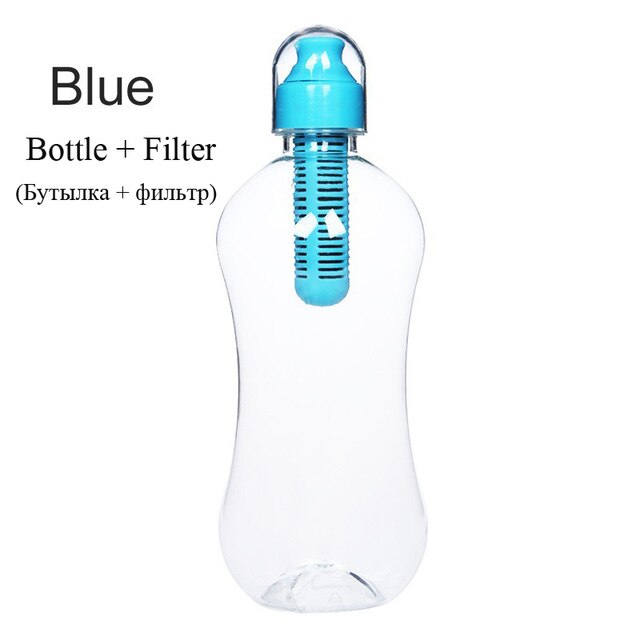 filtro de hidratación al aire libre de 18,5 onzas, botella de filtro de carbón activado para bicicleta: Blue