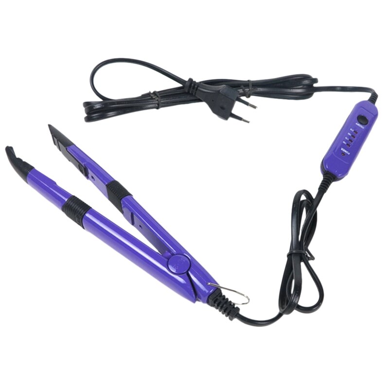 -Hair Extension Tool Hair Extension Fusion Iron Connector Keratin Bonding Tools Adjustable Temperature Fusion Heat Connector: Purple EU Plug
