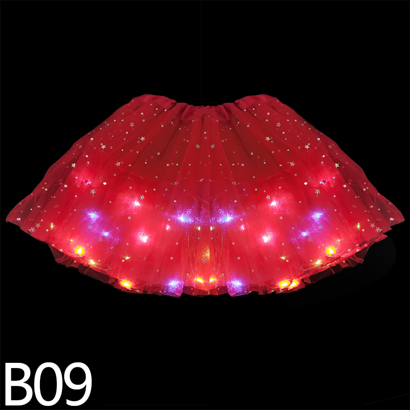 Jupe Tutu en Tulle à lumière LED pour filles, fournitures de décoration féerique, étoiles scintillantes, fête lumineuse, d&#39;anniversaire pour enfants, fournitures de réception pour bébé: B09