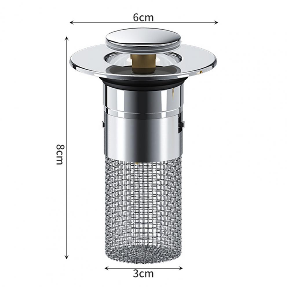 Drain Stopper Universal Bathroom Sink Stopper Stainless Steel Anti-Clog Hair Catcher Pop-Up Drain Plug With Filter Basket Home