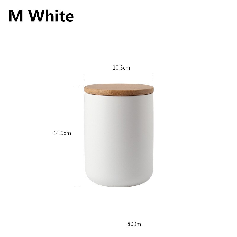 Ceramic Airtight Cereal Dry Food Container Kitchen Storage Box Fridge Smell Proof Organizer Kitchen Accessories Tools: M White
