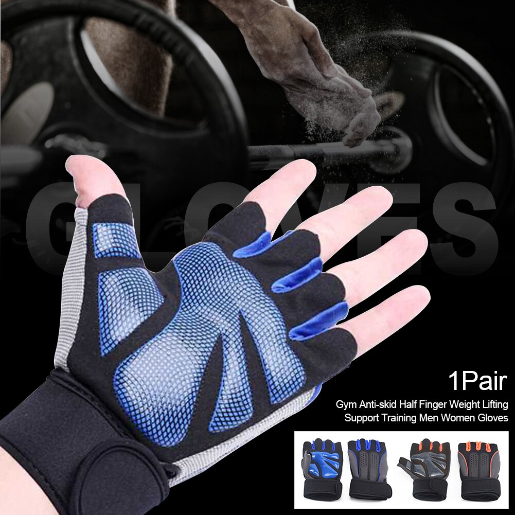 Halvfinger treningsstøtte sport anti-skli håndleddspakning menn kvinner utendørs hansker vektløfting unisex treningsstudio pustende ridning