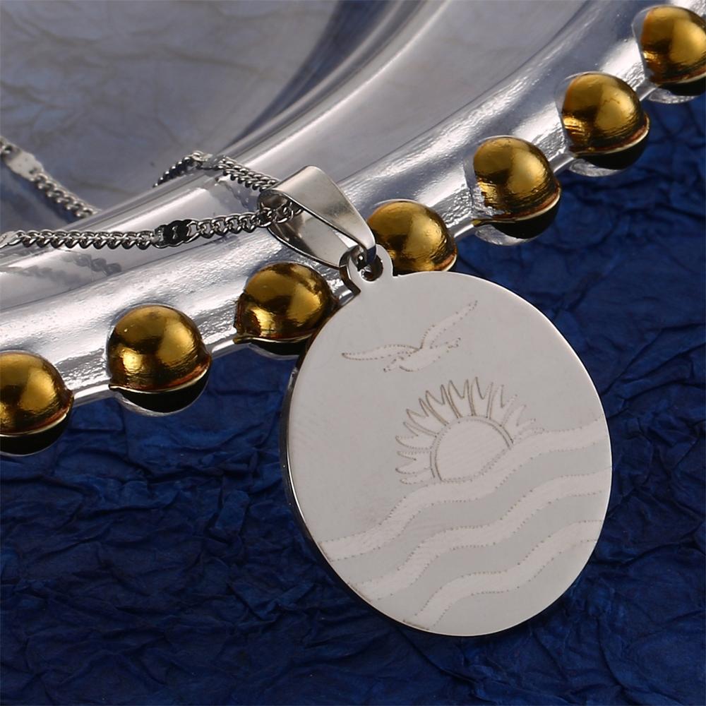 Rvs Trendy Kiribati Boboto Vlag Hanger Ketting Ronde Ketting Sieraden