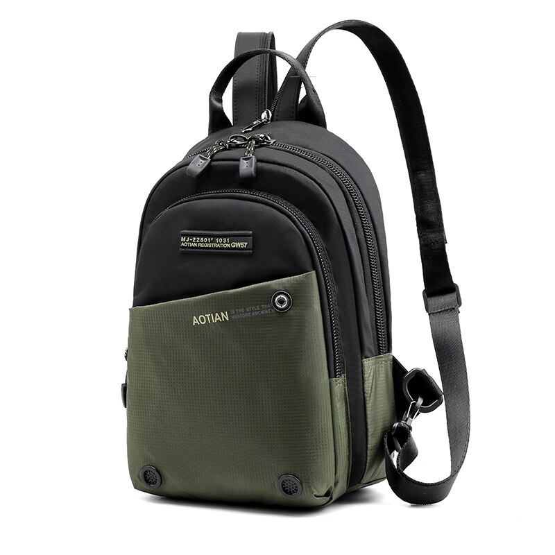 AOTIAN multifonction mâle poitrine sacs à dos hommes sac à dos en plein air voyage sac à bandoulière homme affaires bandoulière sac d'école Mochila: ArmyGreen