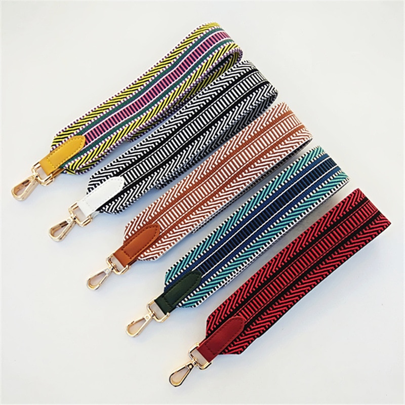 Colorido cinto de couro feminino saco acessórios arco-íris tecido ajustável alça para bolsa alça de ombro de náilon alças w211