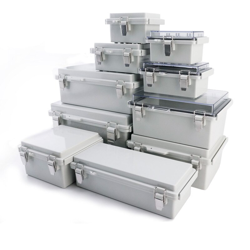IP66 Electrical Project Box w buckle ABS Waterproof Junction box Enclosure Plastic distribution Outdoor Instrument Housing case