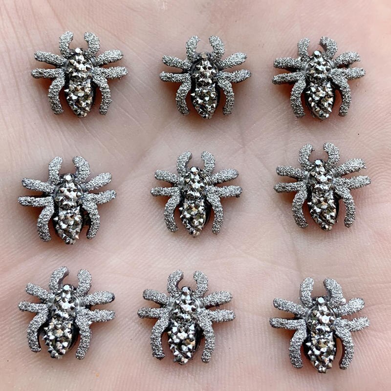 60pcs 13mm Vintage Mini Spider plat hars cabochons Rhinestone Crystal Strass Voor Kleding Sieraden Maken DIY Ambachten