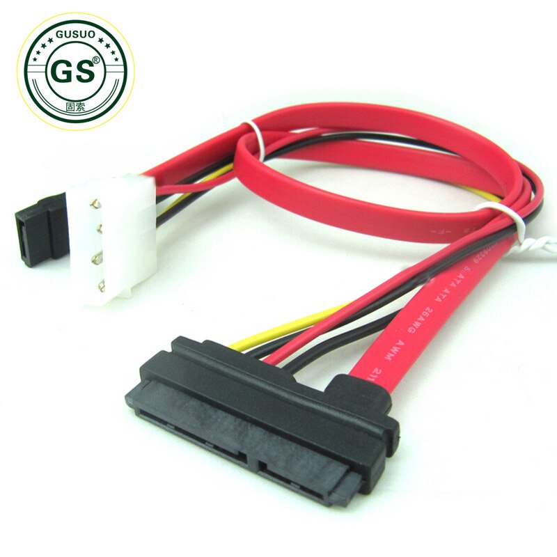 GuSou SATA Data Power Extension 22 P 7 + 15Pin vers 4-Pin IDE Molex Kabel 50 cm