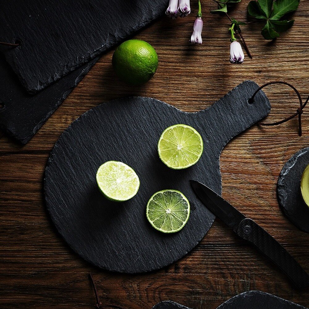 Natural Slate Dishes Solid Rectangle Stone Sushi Steak Barbecue Plate Cheese Pizza Flat Fruit Plate MJ71508