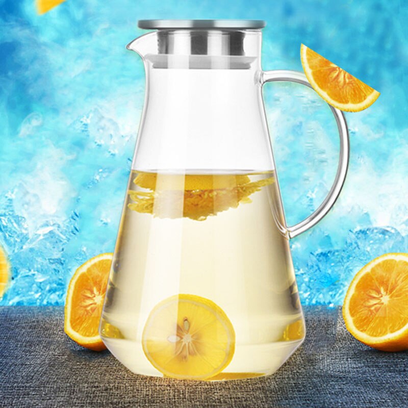 1.5L High Transparent Water Carafe for Cold Water Ice Tea and Juice Beverage Stainless Steel Filter Household JY