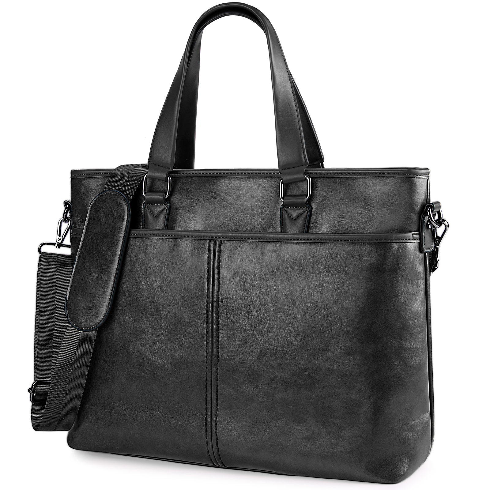 Lubardy Borsa tote da viaggio d'affari Borsa tote in pelle Borsa a tracolla grande con manico superiore Borsa a tracolla impermeabile per laptop: Black