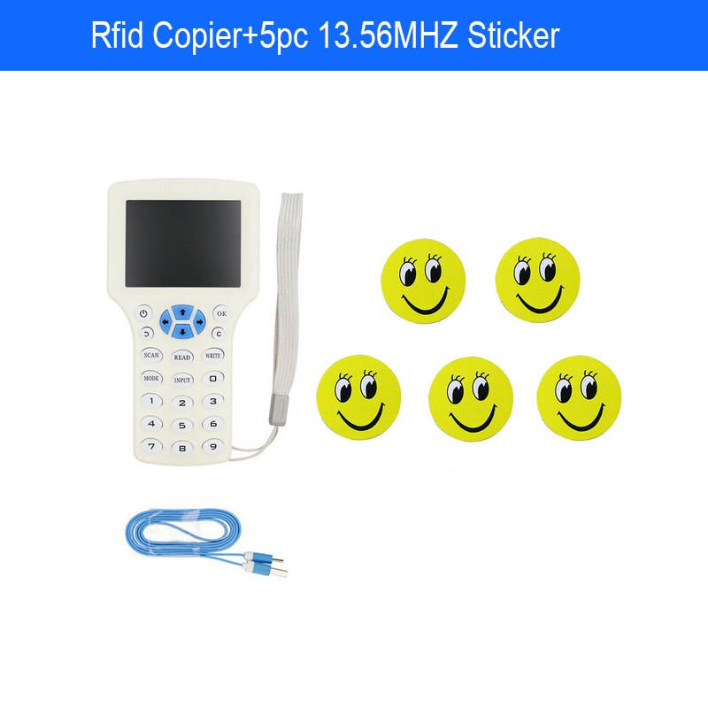 10 Frequency RFID NFC Smart Card Reader Duplicator 125KHz Key fob Reader Writer 13.56MHz Encrypted Programmer USB UID Copier: style 2