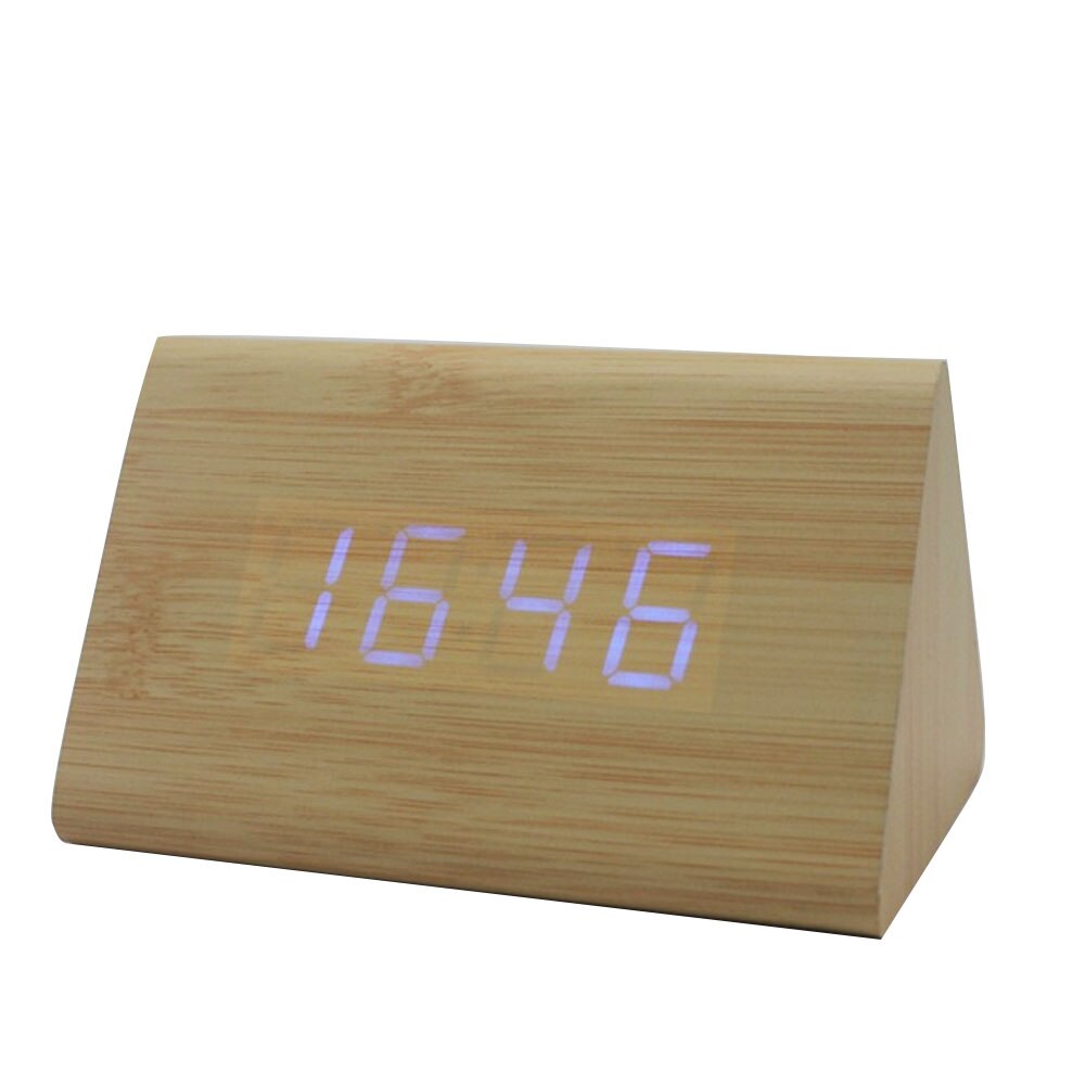 1 Pc Houten Hout Klok Moderne Houten Versie Digitale Elektronische Bureauklok Led Display Tijd Voor Thuis Kinderen Slaapkamer kantoor: Black