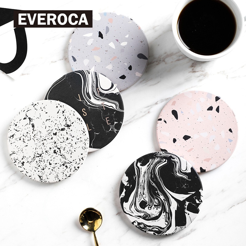 Coaster nordisk keramisk absorberende skridsikker kaffekoppude isoleringspude korkbund klassisk face coaster drink