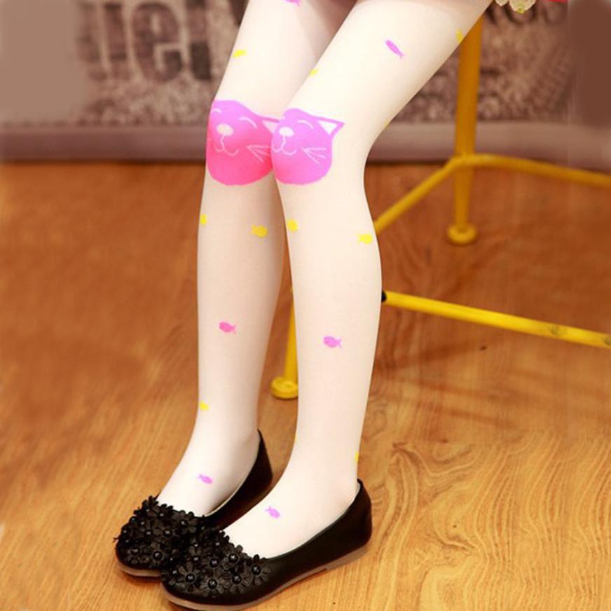 Rajstopy dziewczęce moda dzianinowe pończochy dziecięce rajstopy kreskówki ciepłe bawełniane 3-8Y: biały