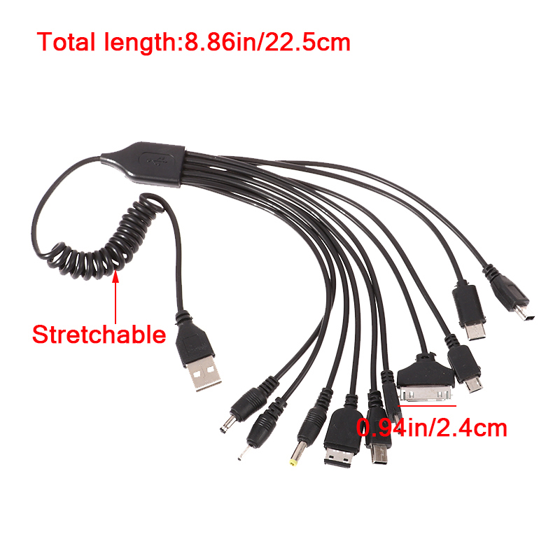 1Pc 10 In 1 USB Multi Pin Cable Charger Universal USB Adapter Cable Data Wire Cord Multifunction Data Transfer Cable