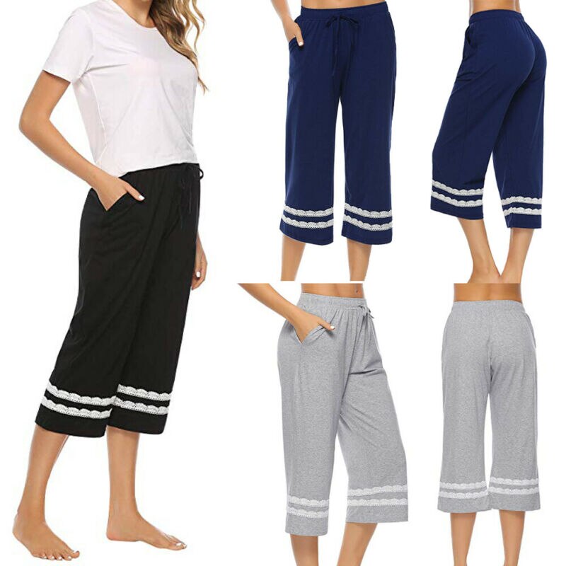 Pyjama de nuit pour femme, culotte courte, culotte courte, vêtement de nuit mi-mollet, taille ajustable, collection automne, décontracté