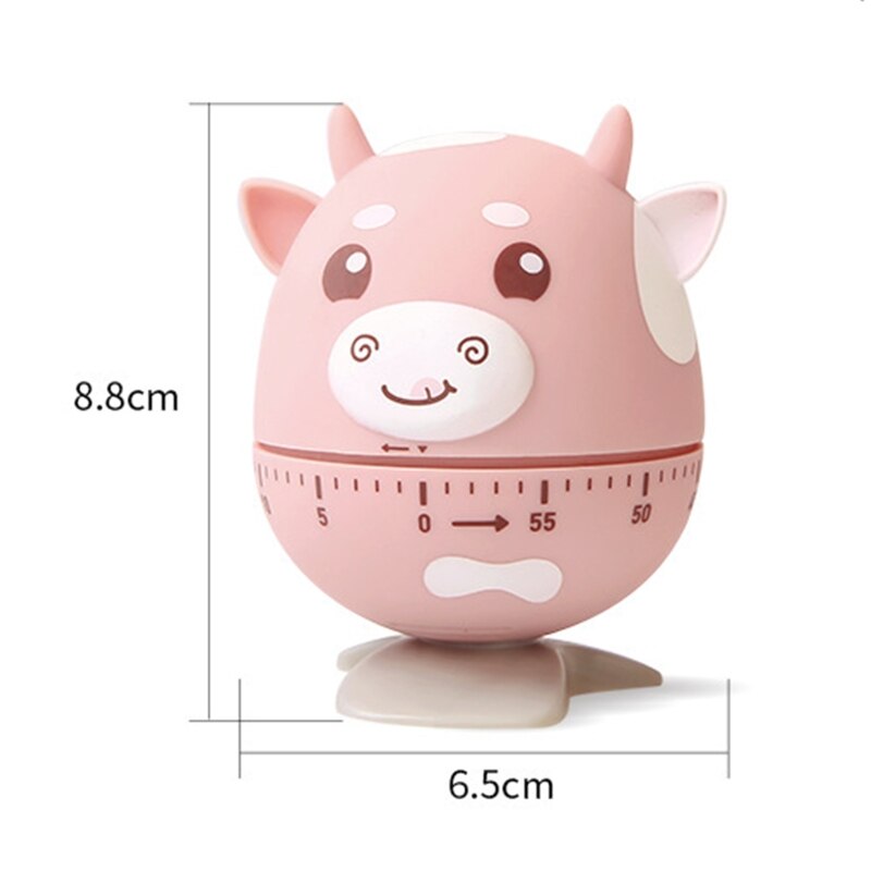 Cute Cartoon Cow Kitchen Timer 60 Minutes Mechanical Cooking Timer Clock Alarm Counter Reminder for Reading Do Sports