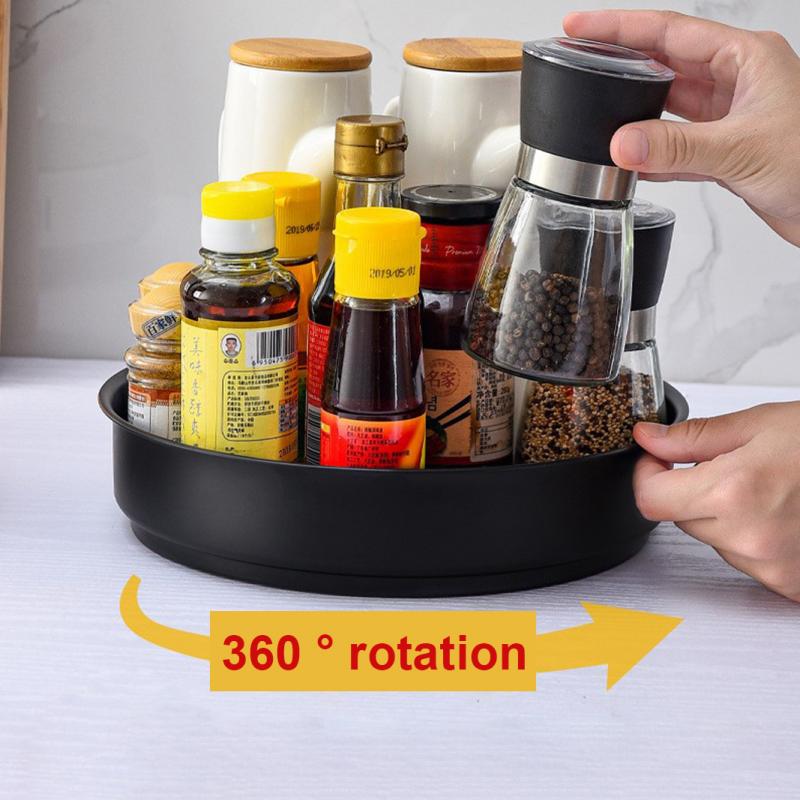 Rotating Tray Turntable Storage Plate Kitchen Organizer Storage Containers For Spice Jar Food Snack Tray Non Slip Bathroom Dried