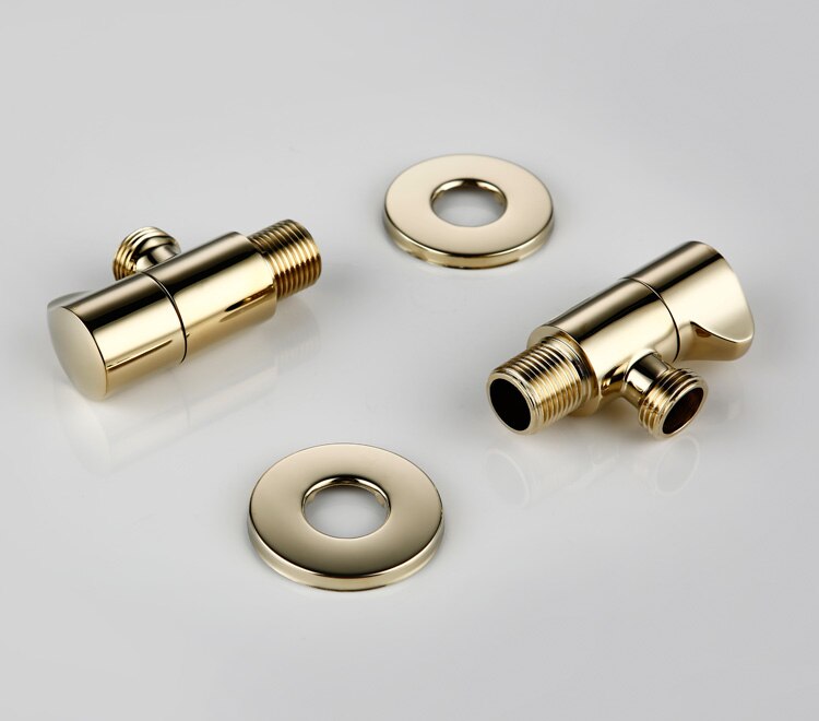 Massief Messing Goud/Zwarte Hoek Kleppen 1/2 "Man X 1/2" Mannelijke Badkamer Bidet Valve Mat Zwart Vulling valve Badkamer Accessoires