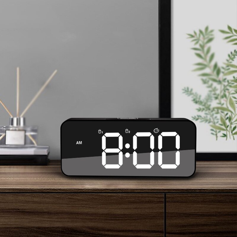 Digital Alarm Clock,Sound Control,Dual Alarms,12/24 H,Volume&Brightness Adjustable,Rechargeable Backup Battery