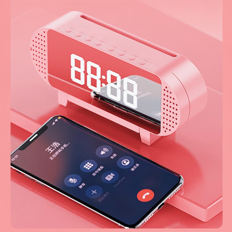 Wireless Bluetooth Speaker Stereo Multifunctional Digital Electronic Clock Mini Portable Alarm Clock Collection Voice Player