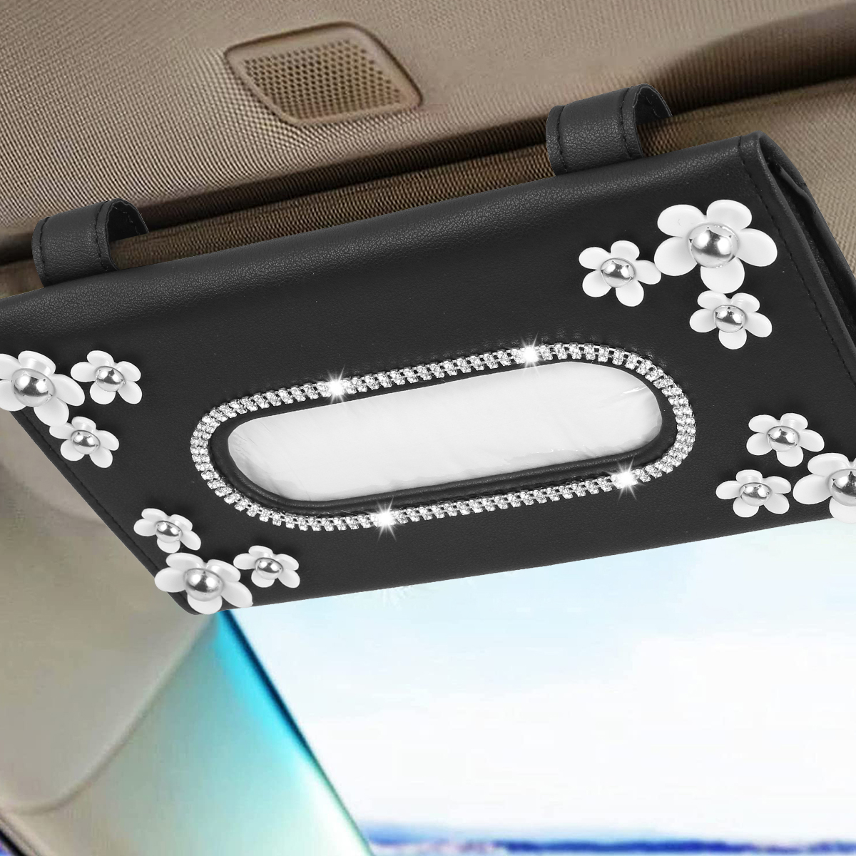 Pudełko na chusteczki samochodowe stokrotka musujące daszek pudełko na chusteczki pudełko na serwetki pojemnik robić przechowywania tkanek na osłona przeciwsłoneczna robić samochodu oparcie siedzenia akcesoria samochodowe