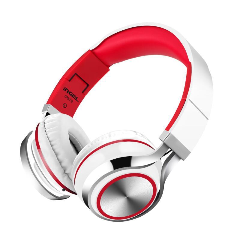 Casque filaire HD de 3.5mm, casque de musique pliable à fiche pour ordinateur PC, téléphone portable, pour filles: white red