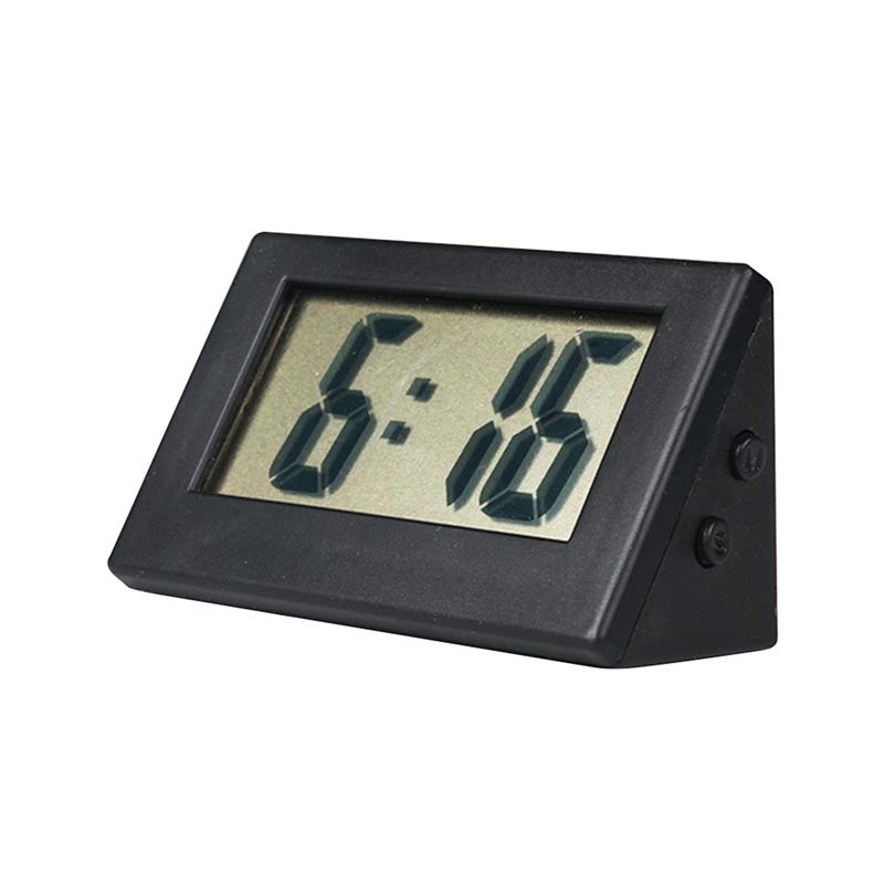 Mini reloj Digital pequeño para escritorio de coche, medidores, Mini pantalla LCD Digital, reloj electrónico de viaje para el hogar y la Oficina, relojes de escritorio: Negro