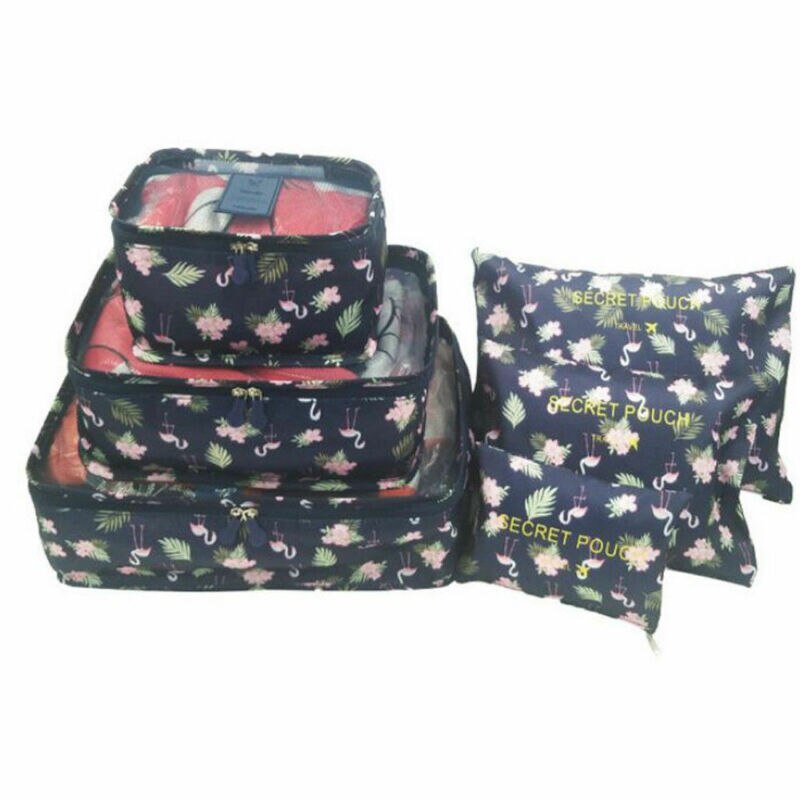 Sacs de rangement de vêtements de voyage étanches 6 pièces, sacs de rangement de bagages, pochette d&#39;emballage Cube