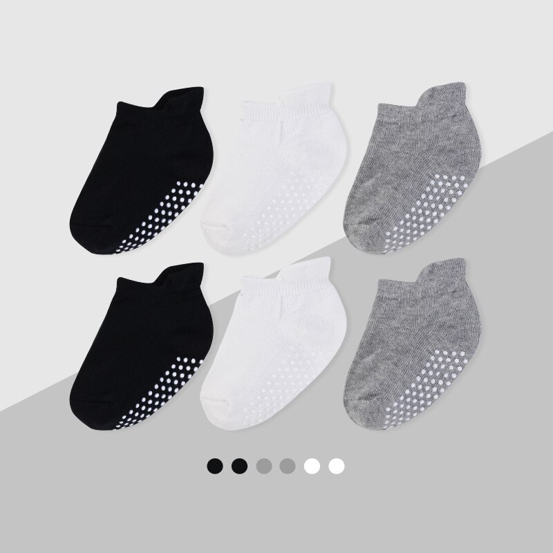 6 Paare/los Baby Knöchel Socken mit nicht Schleudern Sohlen 100% Organische Baumwolle Socken für Jungen &Ampere; Mädchen 6-36 monat Anti Schleudern Baby Socke