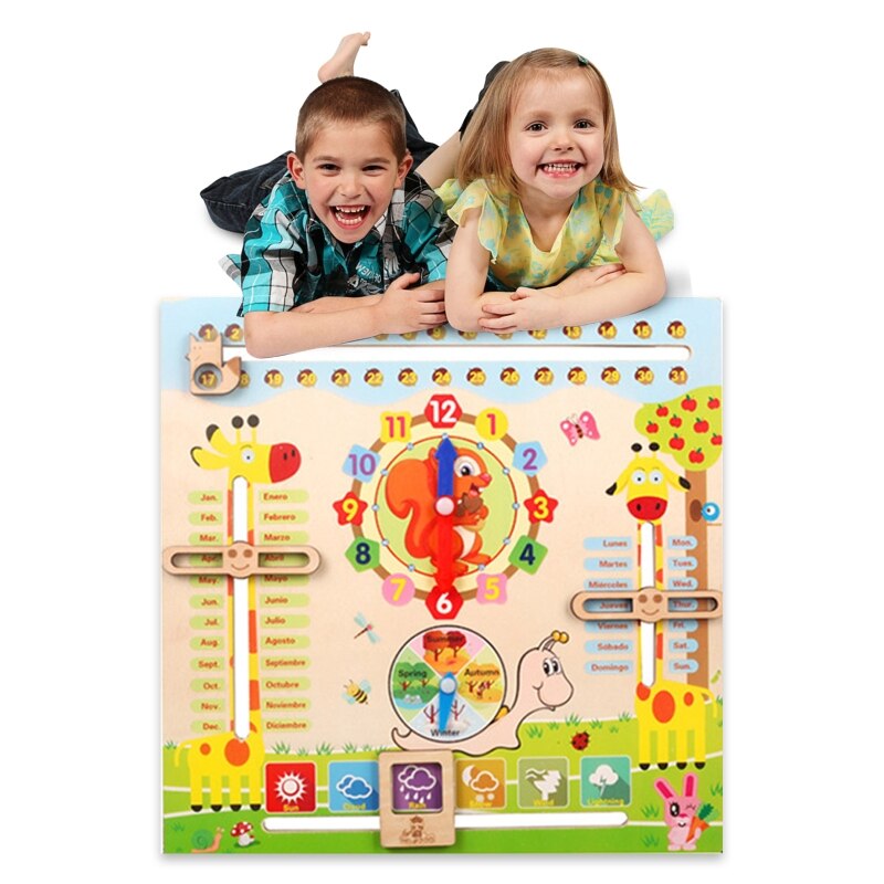 Educational Toys for 3 Year Old, Learning Clock for Kids, All About Today Board, Teaching Time Monthly Calendar