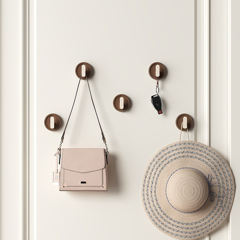 Walnoothout muurhaak Ponsvrije badkamerjas Jas Handdoeken Sleutelhangerhouder Ophanghaak Keukenorganisator Hardware-accessoires