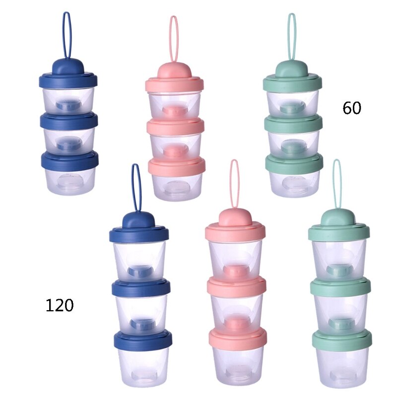 60ml/120ml Milk Powder Storage Box 3 Layers Baby Formula Dispenser Infant Essential Cereal Snacks Container for Toddle