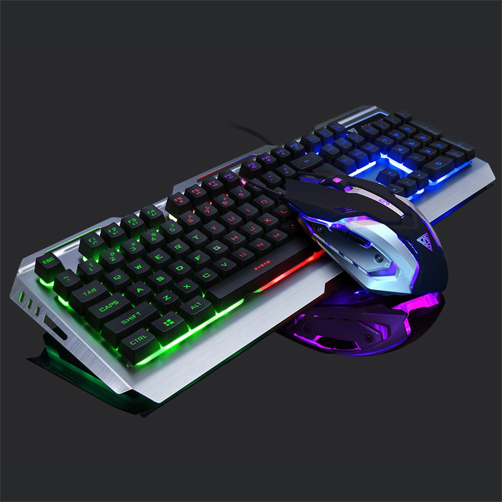 Gaming Keyboard Mechanical Keyboard And Mouse V1 104 Key Usb Wired Rgb Led Backl Office Entertainment Desktop Pc Gamer Laptop