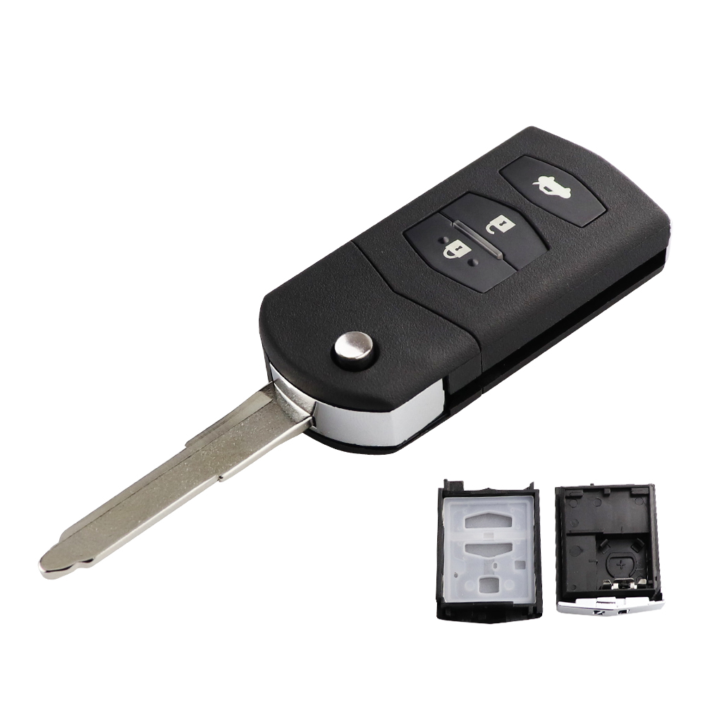 YIQIXIN Remote Key Case Fob Shell Flip Folding 2/3/4 Button For Mazda 2 3 5 6 M6 MX5 CX5 CX7 CX9 RX8 With Uncut Blade Head Cover: 3BT Small Set