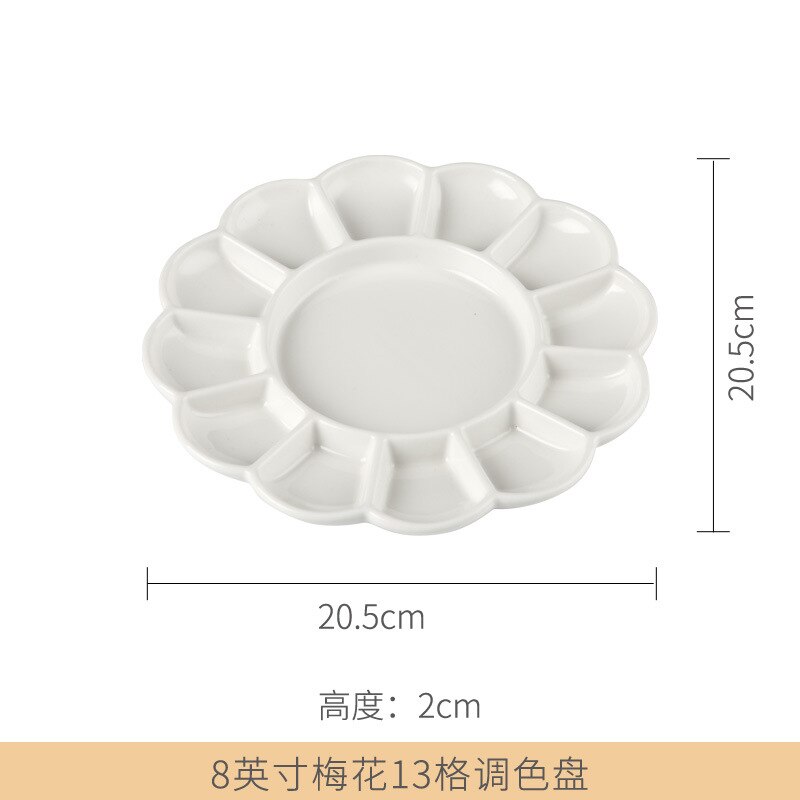 Paleta de cerámica para pintura de acuarela, materiales de arte de paleta de porcelana blanca, suministros profesionales de pintura de cerámica: D