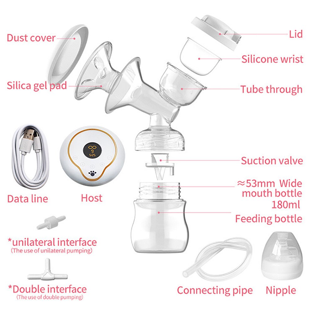 Alimentação LCD inteligente bomba Elétrica de Mama Bomba de Mama Automático Massagem USB Duplo Garrafas Bombas de Mama Elétrica